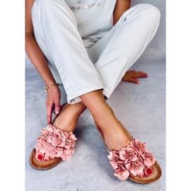 BM Zapatillas casa de corcho con flores Brice Pink rosado 5