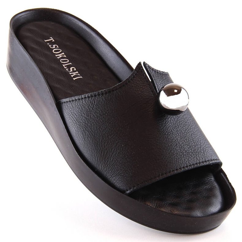 Babucha mujer en piel negra T.Sokolski L22-312 negro 1