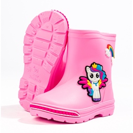 Shelovet botas de lluvia bajas para niñas, rosa claro rosado 5