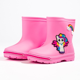 Shelovet botas de lluvia bajas para niñas, rosa claro rosado 4