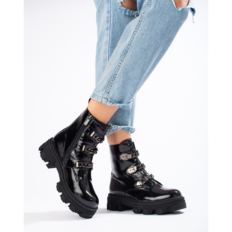 Clásicas botas Shelovet bajas de mujer fabricadas en ante ecológico negro 1