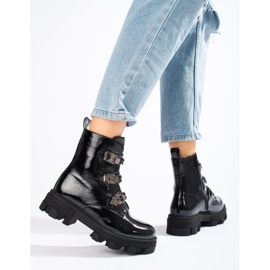 Clásicas botas Shelovet bajas de mujer fabricadas en ante ecológico negro 2
