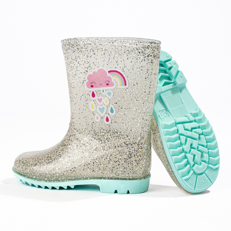 Botas de agua plateadas Shelovet High Glitter para niña plata 2
