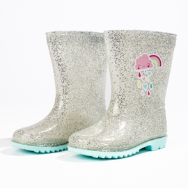Botas de agua plateadas Shelovet High Glitter para niña plata 4