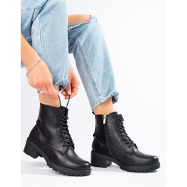 Botines negros clásicos con cordones para mujer 1