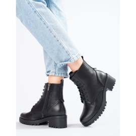 Botines negros clásicos con cordones para mujer 2