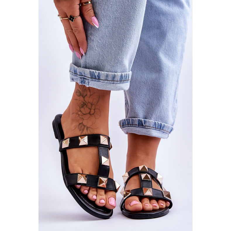 Pantuflas De Mujer Con Tachuelas Grandes Negras Mercure negro 1