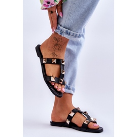 Pantuflas De Mujer Con Tachuelas Grandes Negras Mercure negro 5