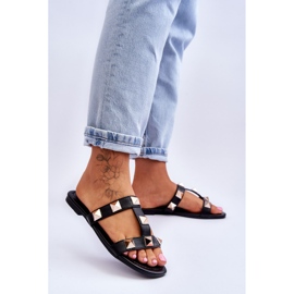 Pantuflas De Mujer Con Tachuelas Grandes Negras Mercure negro 3
