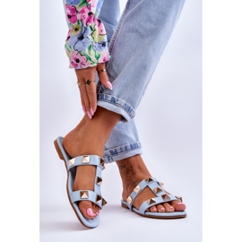 Pantuflas De Mujer Mercure Azul Con Grandes Tachuelas 2 Pantuflas De Mujer Mercure Azul Con Grandes Tachuelas 2