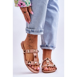 Pantuflas De Mujer Mercure Nude Con Grandes Tachuelas rosado 1