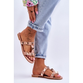 Pantuflas De Mujer Mercure Nude Con Grandes Tachuelas rosado 4