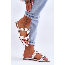Sandalias De Mujer Con Grandes Tachuelas Blancas Mercure blanco 5