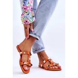 Pantuflas De Mujer Mercure Naranjas Con Grandes Tachuelas 2