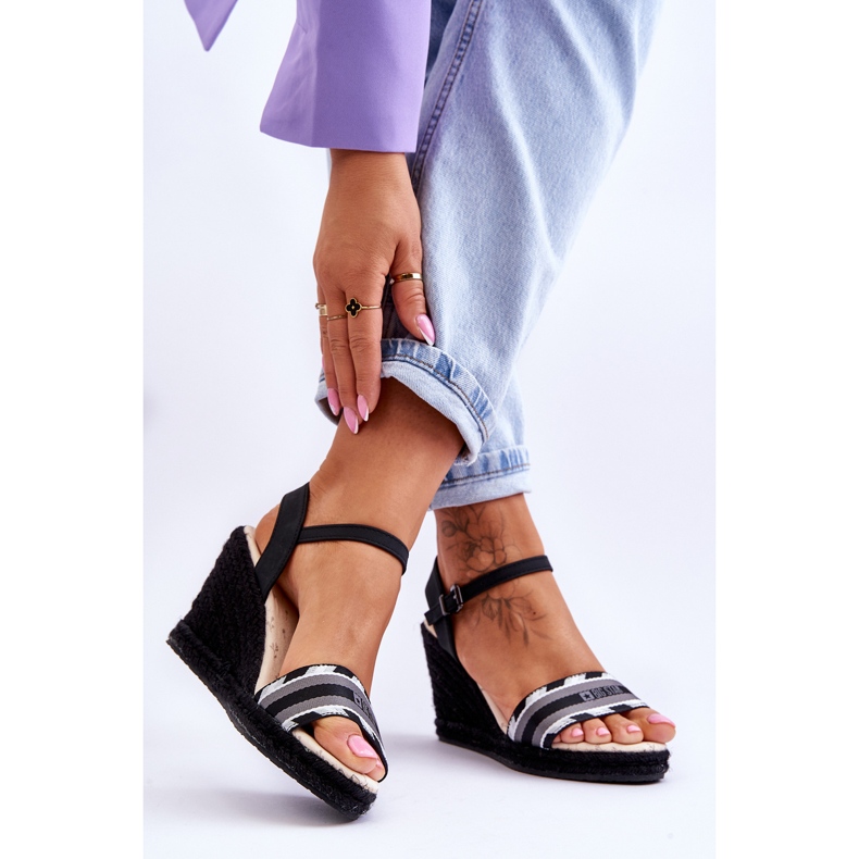 Sandalias Mujer Cuña Cómodas Big Star LL274877 Negro 2