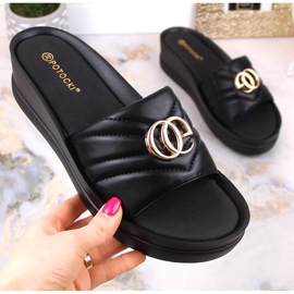 Zapatillas cuña mujer negras Potocki YQ21001 negro 5