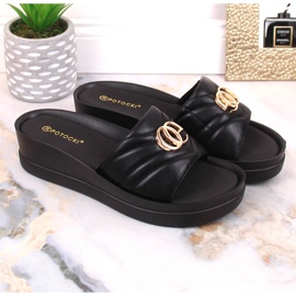 Zapatillas cuña mujer negras Potocki YQ21001 negro 6