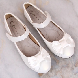 Bailarinas Primera Comunión niña lazo velcro blanco Potocki BB23009 5