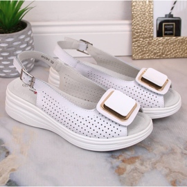 Sandalias mujer cuña piel cómodas blanco S.Barski BN291 5