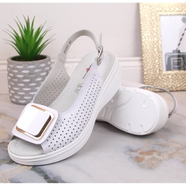 Sandalias mujer cuña piel cómodas blanco S.Barski BN291 6