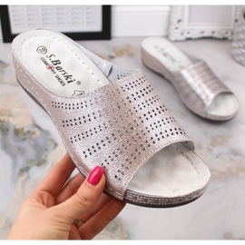 Babuchas mujer cómodas de piel con cuña oro rosa S.Barski BN292 dorado 5