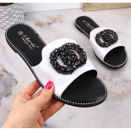 Zapatillas casa mujer cómodas planas con circonitas plata S.Barski Kv 520-30 5