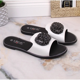 Zapatillas casa mujer cómodas planas con circonitas plata S.Barski Kv 520-30 6