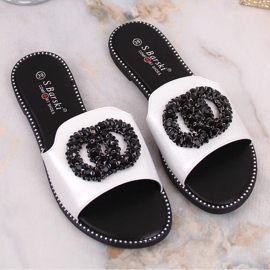 Zapatillas casa mujer cómodas planas con circonitas plata S.Barski Kv 520-30 8