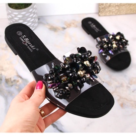 Cómodas zapatillas de estar por casa transparentes con cuentas negras S.Barski Kv 576-3 negro 5