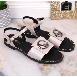 Sandalias mujer cómodas planas beige brillante S.Barski Kv 2775-45 6
