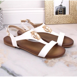 Potocki Sandalias mujer planas cómodas blancas S.Barski Kv 5541-32 blanco 6