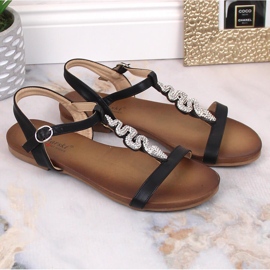 Sandalias mujer planas cómodas con serpiente negro S.Barski Kv 5541-42 6