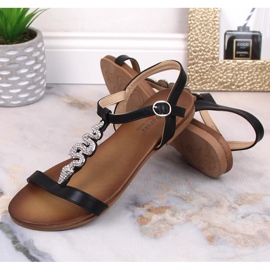 Sandalias mujer planas cómodas con serpiente negro S.Barski Kv 5541-42 7