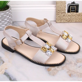 Sandalias mujer planas cómodas beige con circonitas S.Barski 2775-30 5