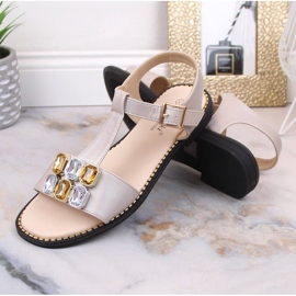 Sandalias mujer planas cómodas beige con circonitas S.Barski 2775-30 7