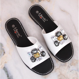 Zapatillas casa mujer planas cómodas blancas con circonitas S.Barski Kv 2775-31 blanco 8