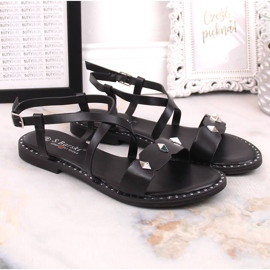 Sandalias mujer planas cómodas negras con chorros S.Barski Yxd 072-1 negro 5