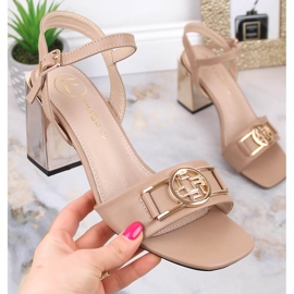 Sandalias de mujer beige con tacón de espejo Filippo Ds 4502 4
