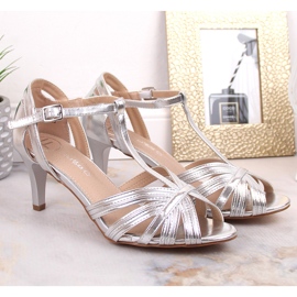 Sandalias mujer tacón lacado plata Filippo DS4301 5