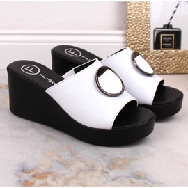 Babucha cuña mujer en piel blanca Filippo DK4610 blanco 2