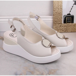 Sandalias mujer cuña piel beige Filippo DS4406 2