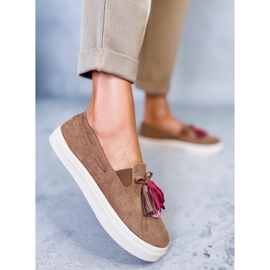 Salma Zapatillas primavera con flecos caqui beige 4