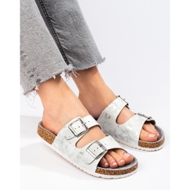 W. Potocki Cómodas pantuflas Potocki blanco plata 1 W. Potocki Cómodas pantuflas Potocki blanco plata 1