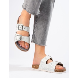 W. Potocki Cómodas pantuflas Potocki blanco plata 3