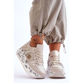 PE1 Deportivas Mujer Piel Con Plataforma Chunky Beige Asturias 1