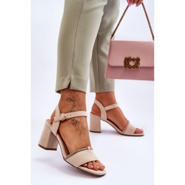 Sandalias Mujer Ante Tacón Bajo Beige Loredo 2
