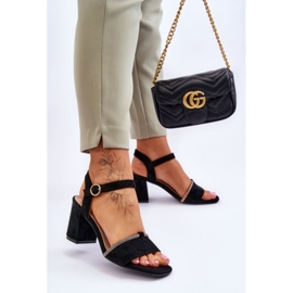 Sandalias Mujer Ante Tacón Bajo Negro Loredo 2