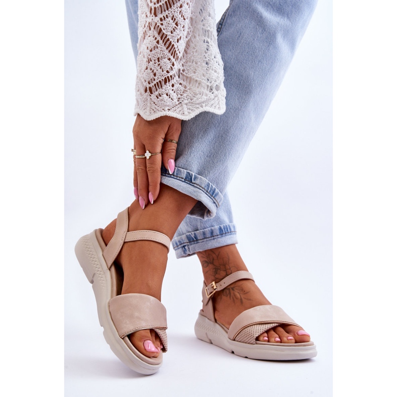 Sandalias Mujer Cuña Zapato Confort Ingrid Nude beige 2