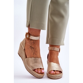 Sandalias Cuña Piel Zapato Confort Verola Dorada dorado 1