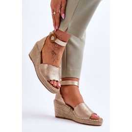 Sandalias Cuña Piel Zapato Confort Verola Dorada dorado 3